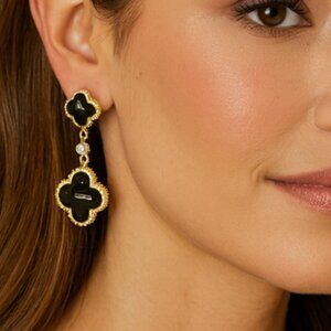 Four Leaf Clover Dangle Post Earrings